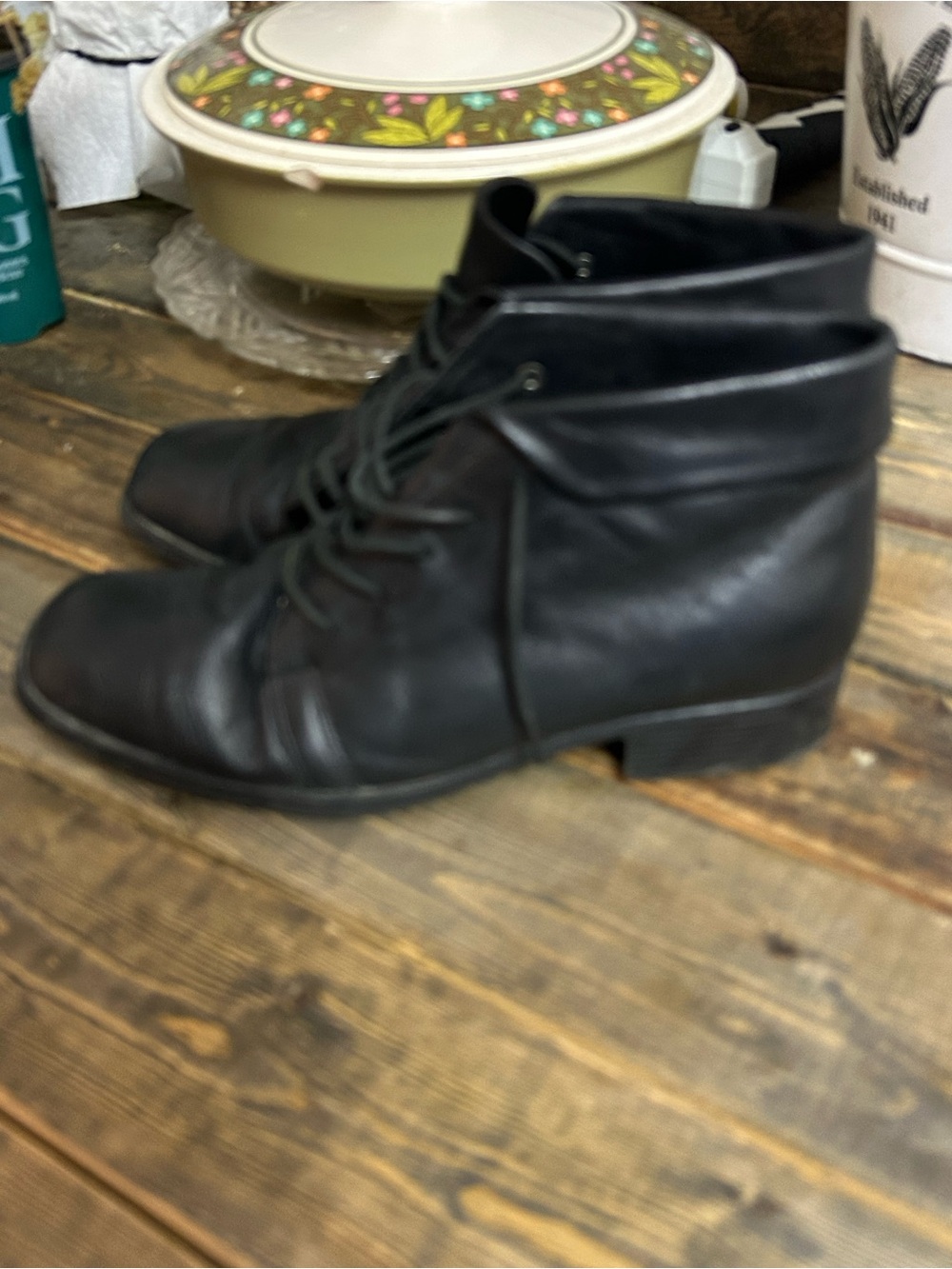 St. John's Bay Black Lace-Up Leather Ankle Booties